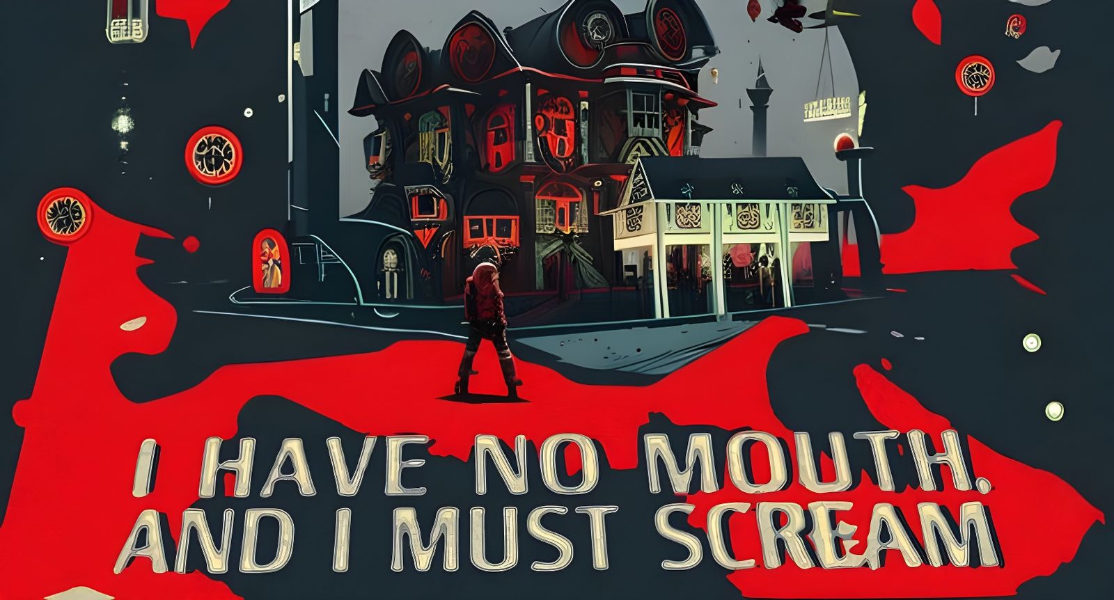 Screaming Mouthless AI: Digital Illustration