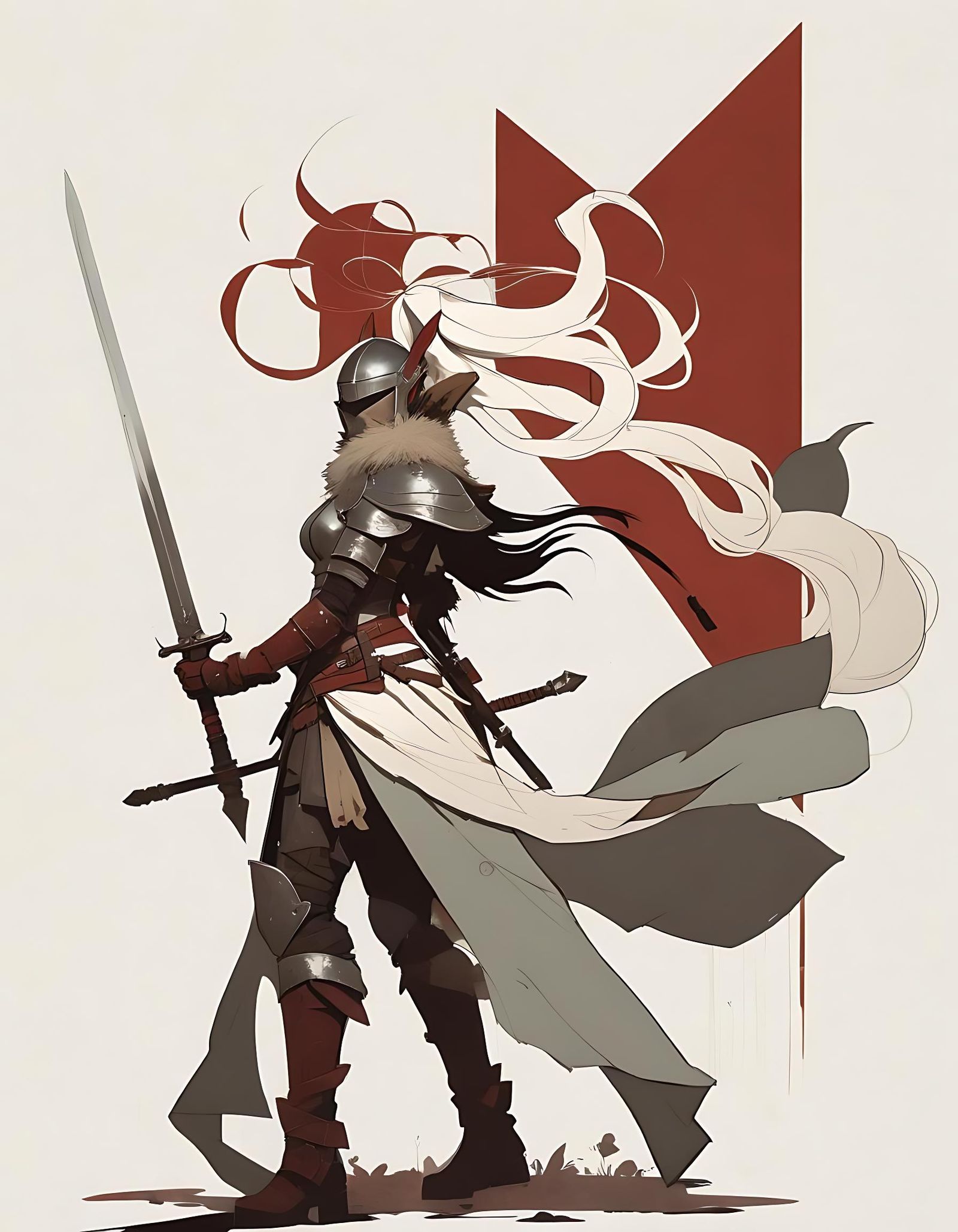 Glowing Armored Warrior with Sword in Fantasy Style