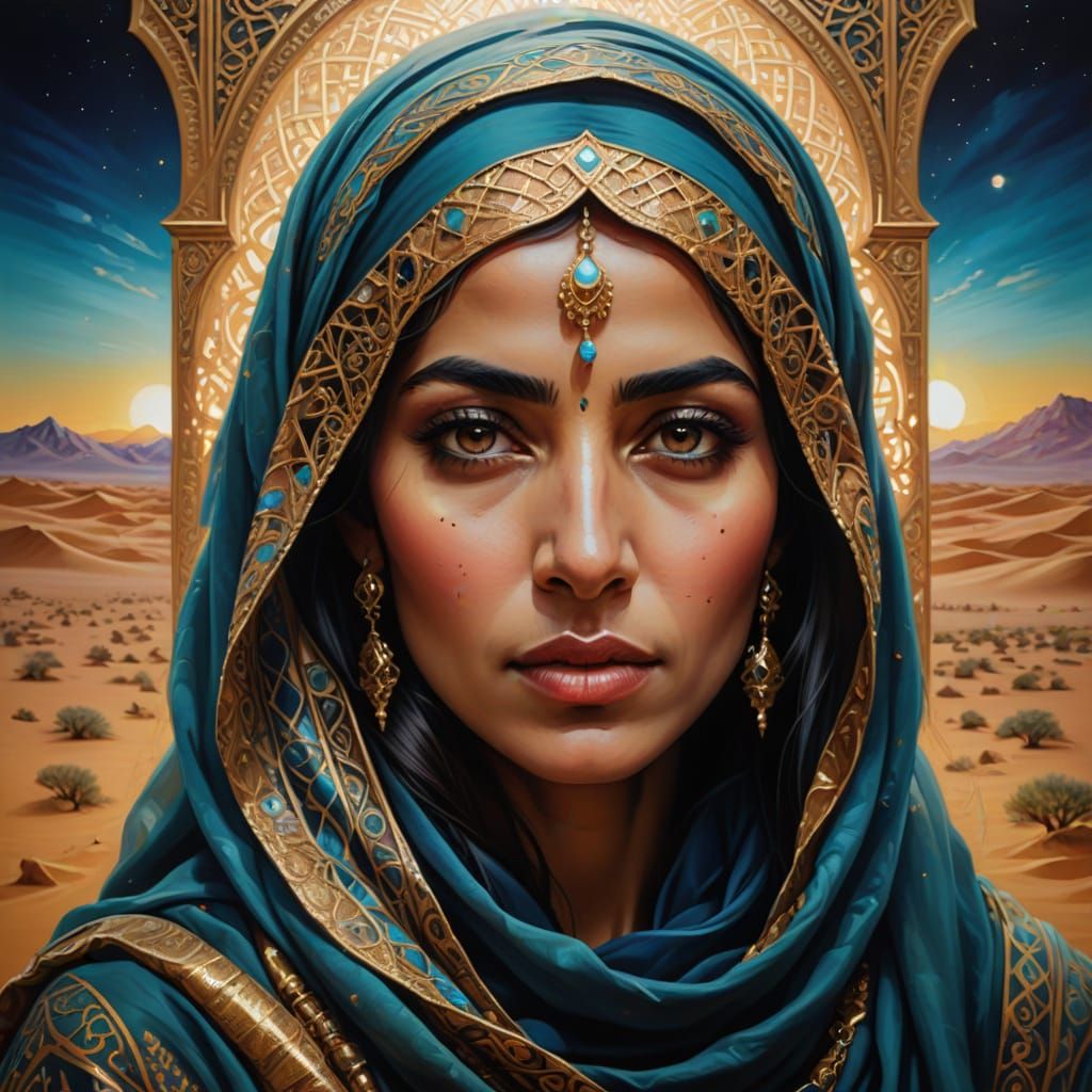 Surreal Arabic Woman Portrait in Oil