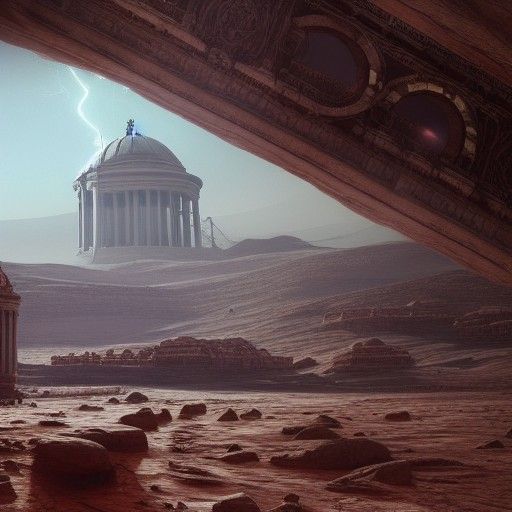 Roman Senate Building Under Glass Dome on Mars