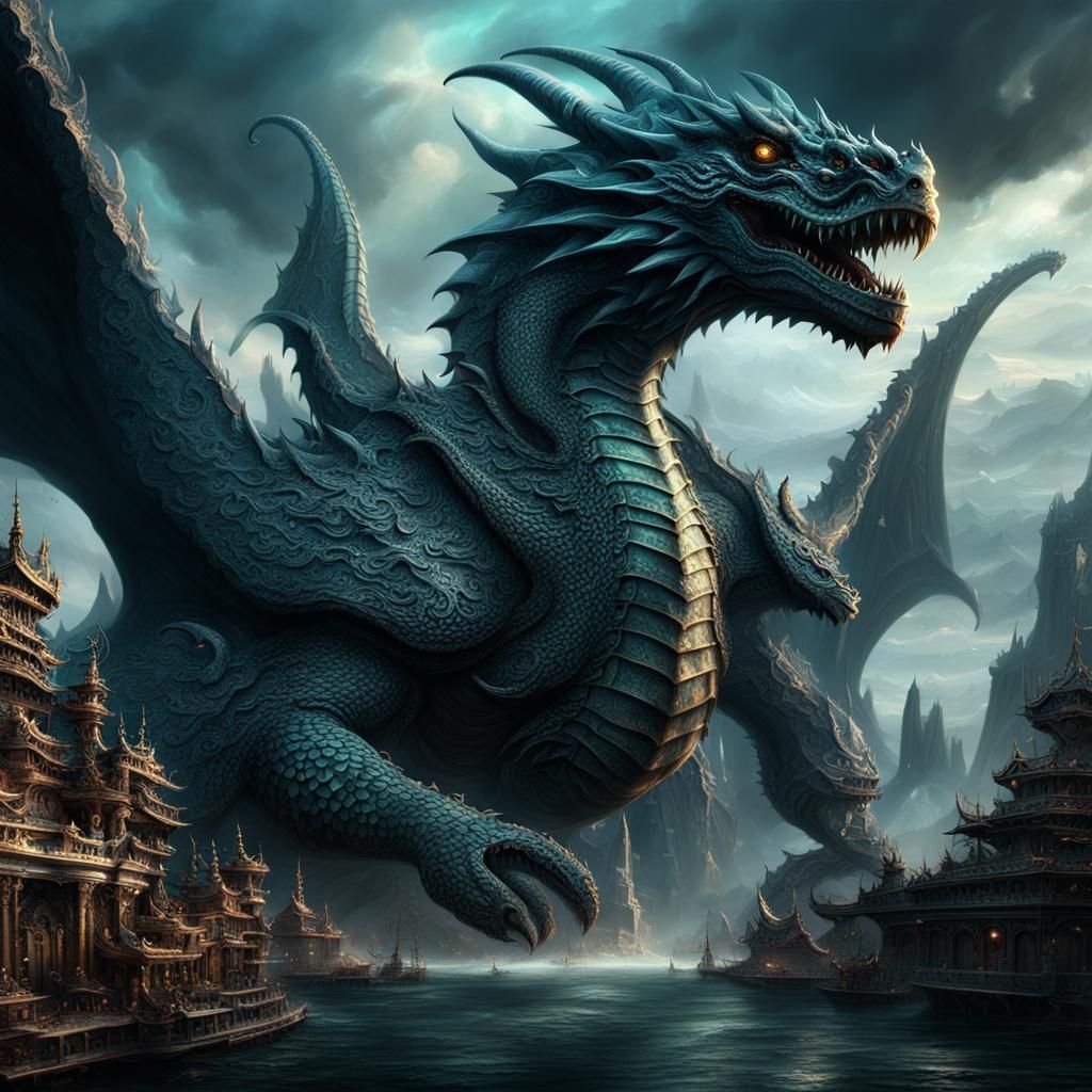Epic Amoeba Dragon Digital Matte Painting