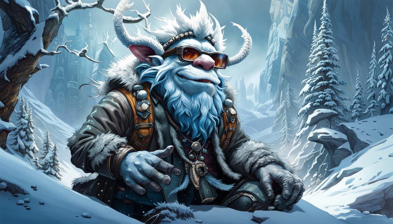 Snow Troll Professor in Fantasycore Arctic Wonderland