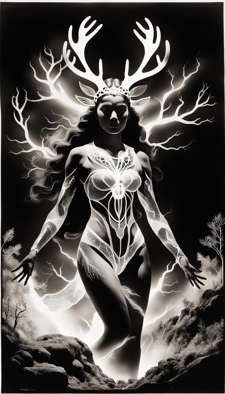 Photogram of Antlered Man and Earth Goddess