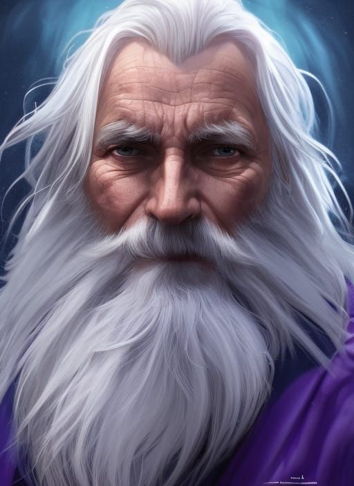 Wizard Portrait in Hyperdetailed Digital Art Style