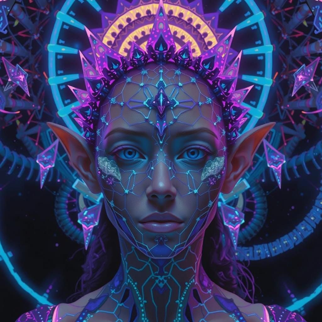 Hyperbolic Geometry Realm with Bioluminescent Energy