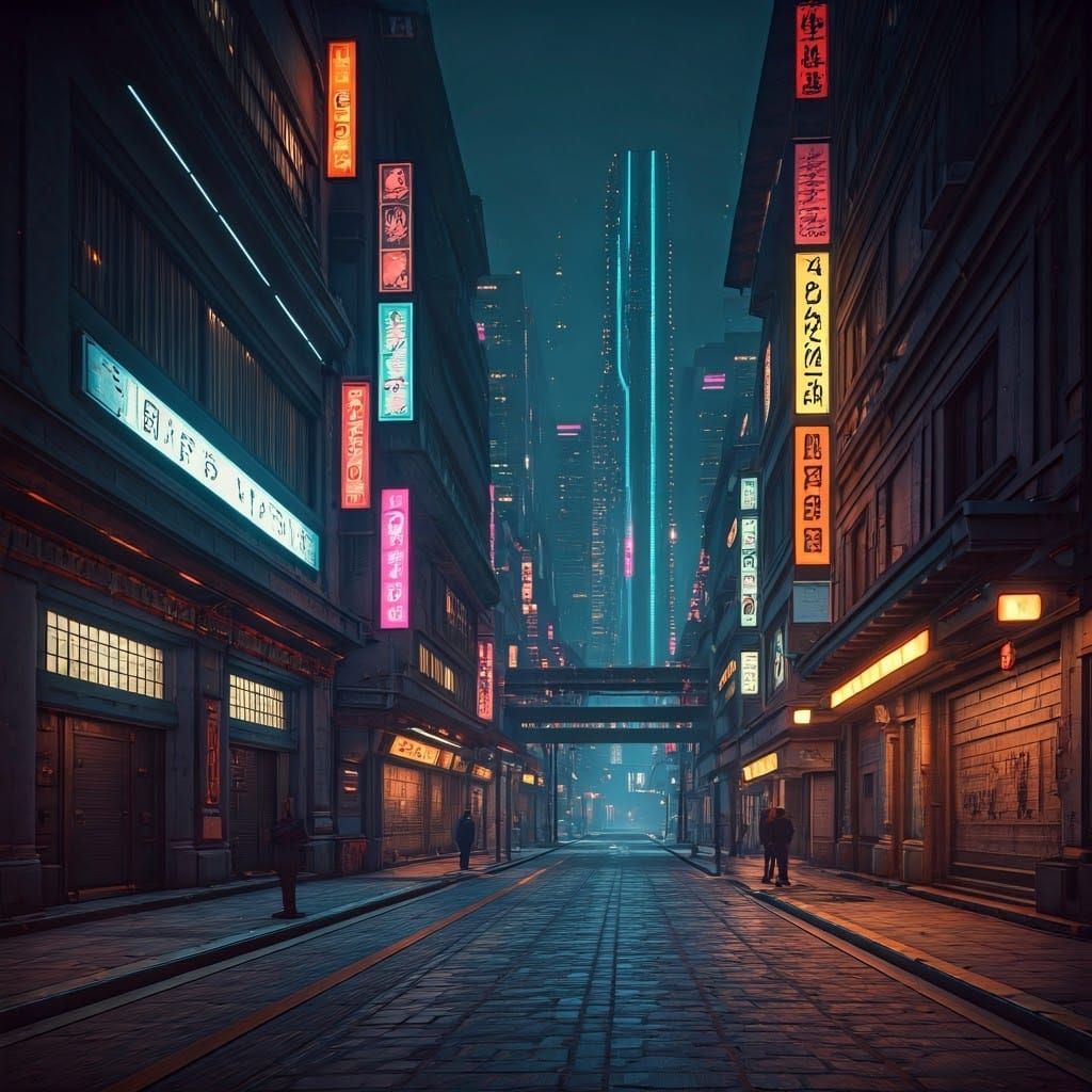 Japanese Cyberpunk Metropolis in Neon Glory