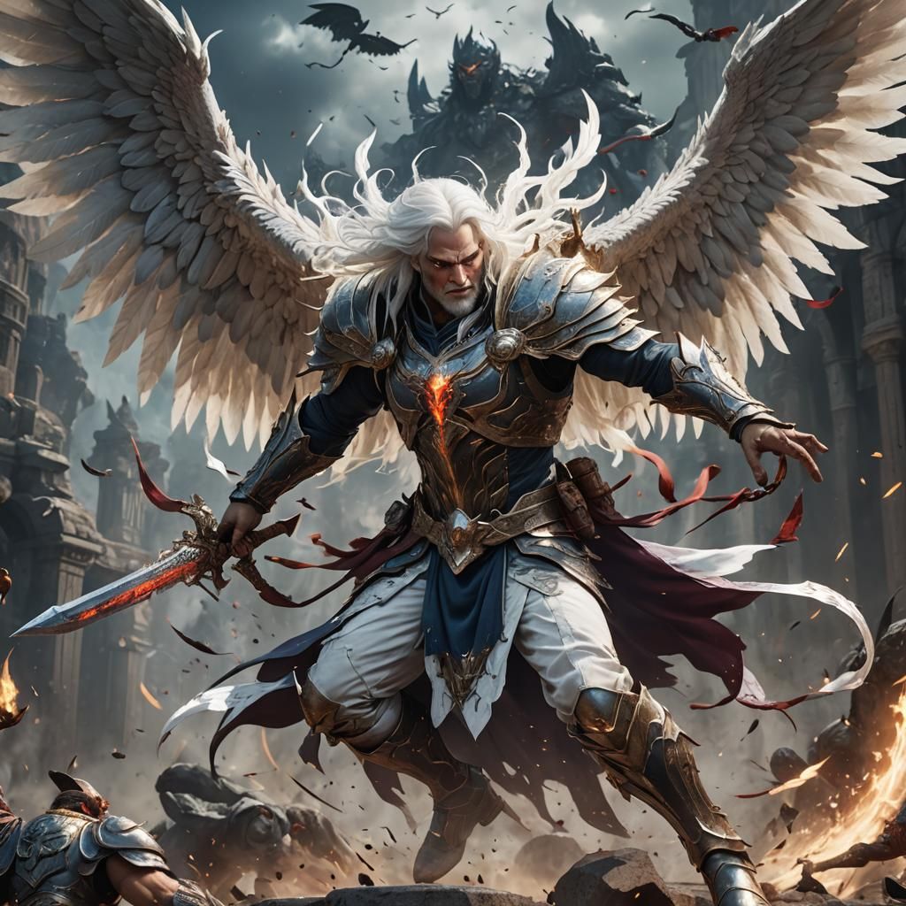 Aasimar vs Demon: Detailed Fantasy Art