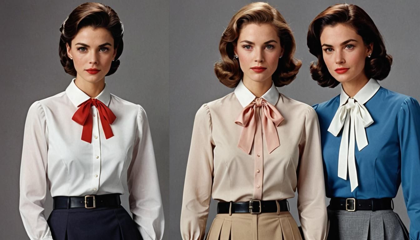 Elegant Women in Formal Attire with Ribbons