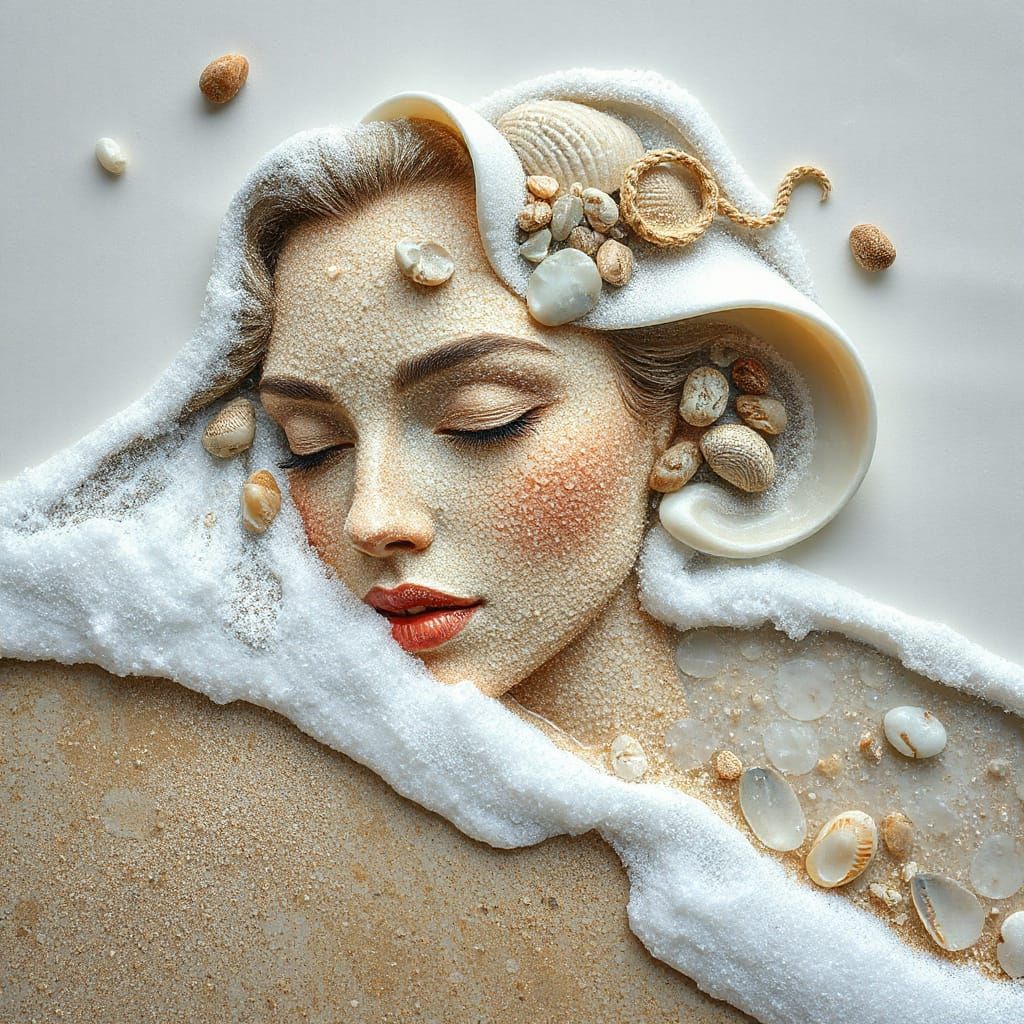 Ethereal Mermaid Goddess Rises from the Shore