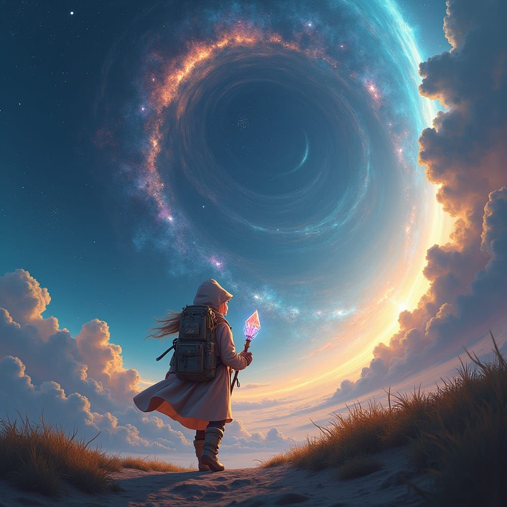 Girl Wanders Through Space Like Home, Matte Painting