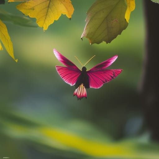 Fae Using Leaf Parachute in Gouache Style