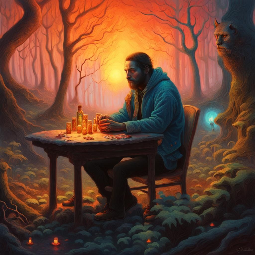 Mystical Nalfshanee Poker Player in Fantasy Forest