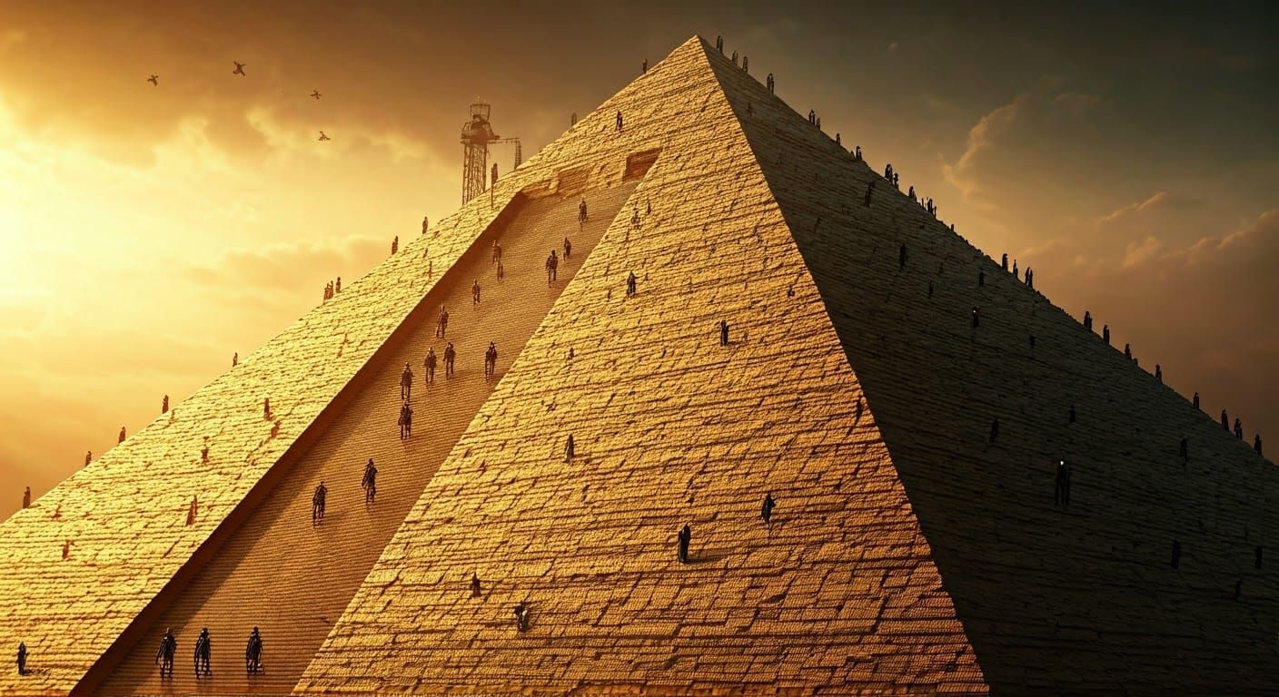 Towering Pyramid City with Fantastical Elements