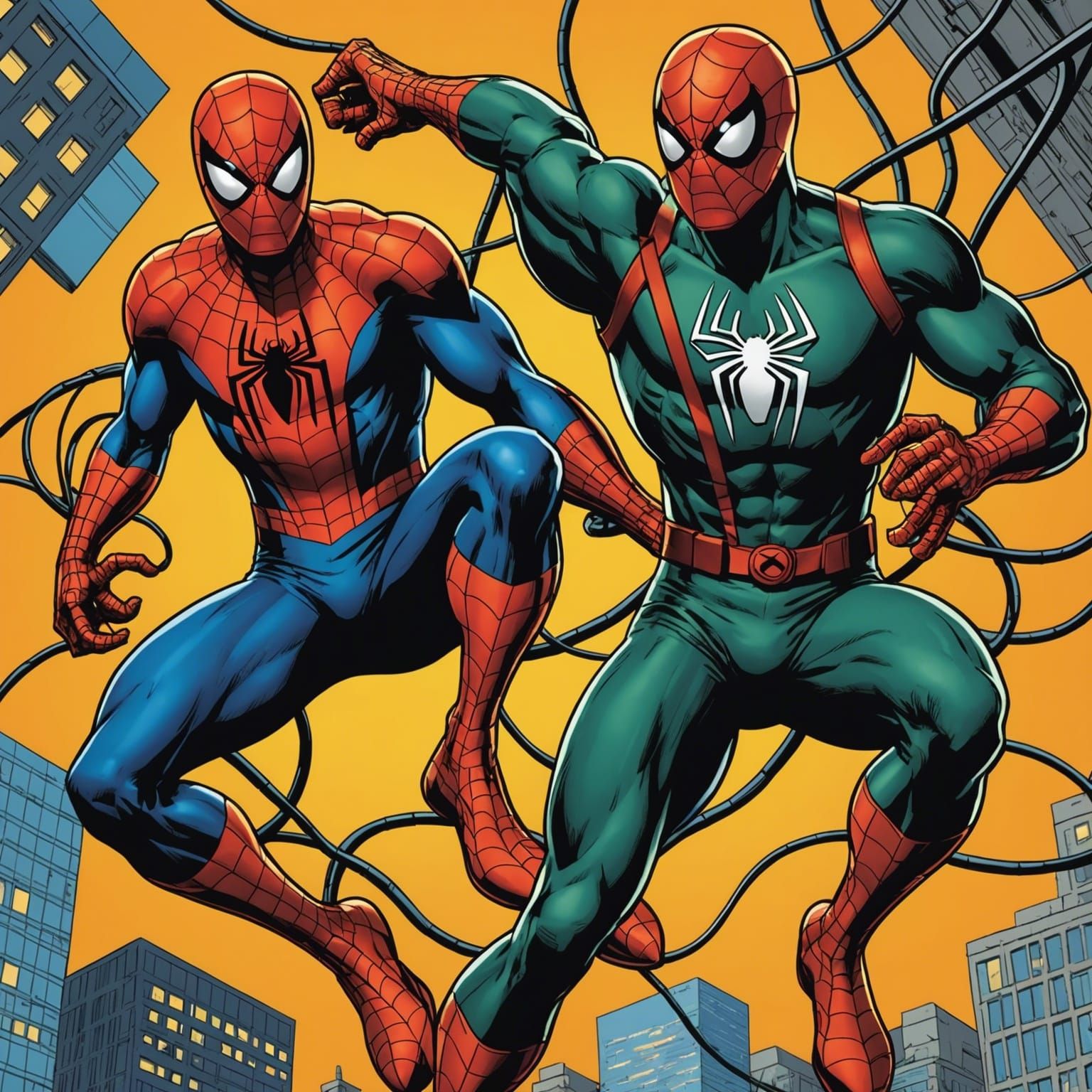Spider-Man vs Doctor Octopus in Split-Complementary Colors