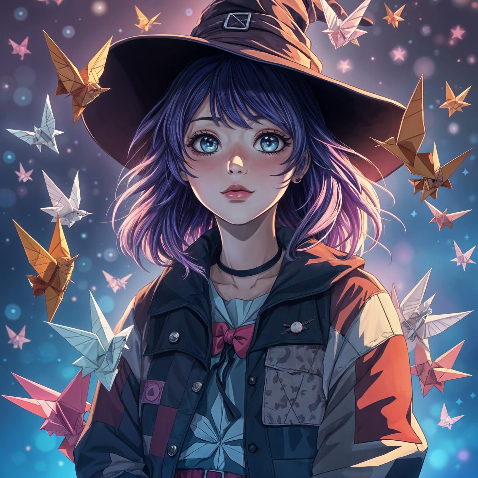 Whimsical 80's Witch in Vibrant Studio Ghibli Style