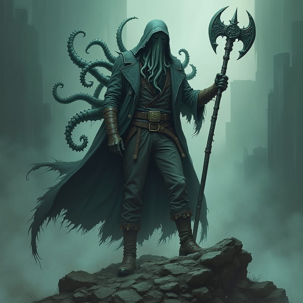 Dark Heroic Post-Apocalyptic Cthulhu Slayer in Ruins