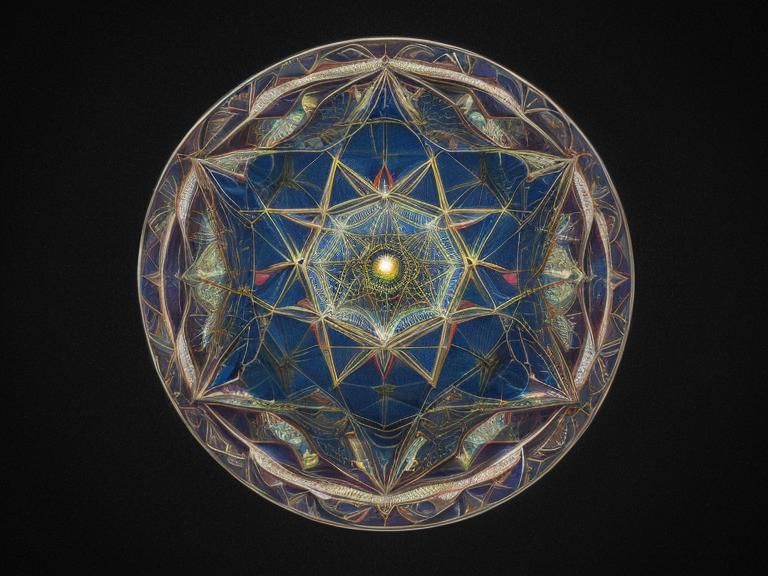 Abstract Geometric Art: Flower of Life in Hyperrealistic Sty...