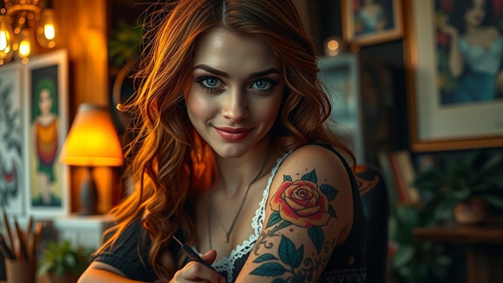 Bohemian Tattoo Artist in 1970s Studio