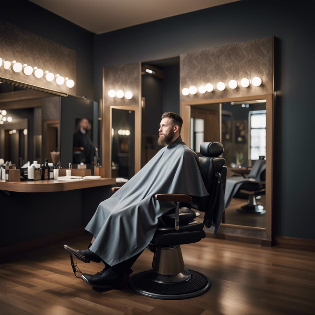 Man Getting Haircut: Hyperdetailed Concept Art Portrait