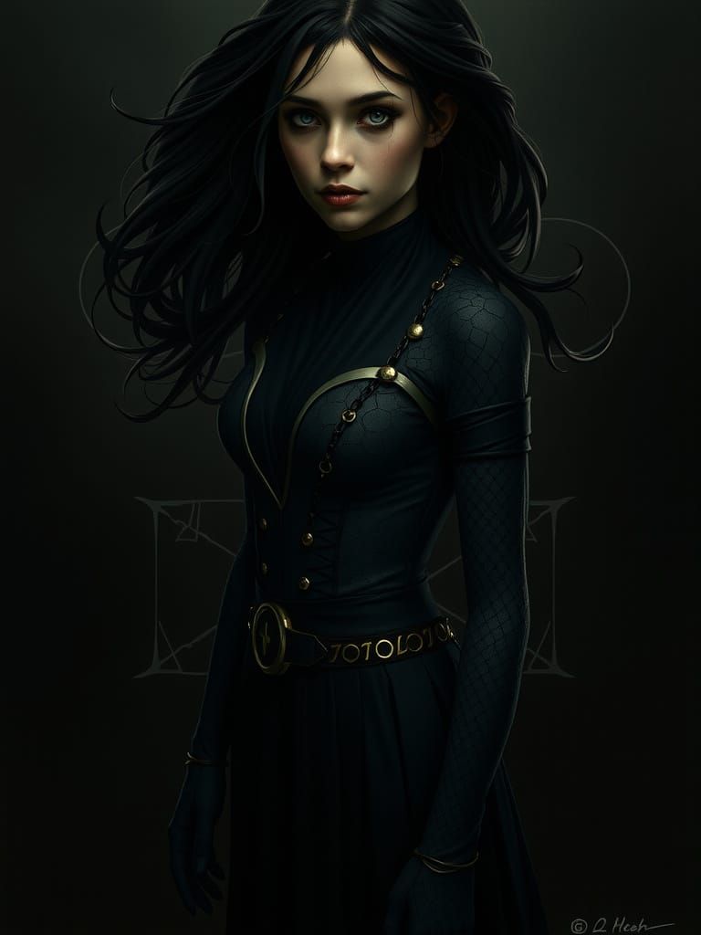 Gothic Supervillain Girl in Dark Fantasy Style