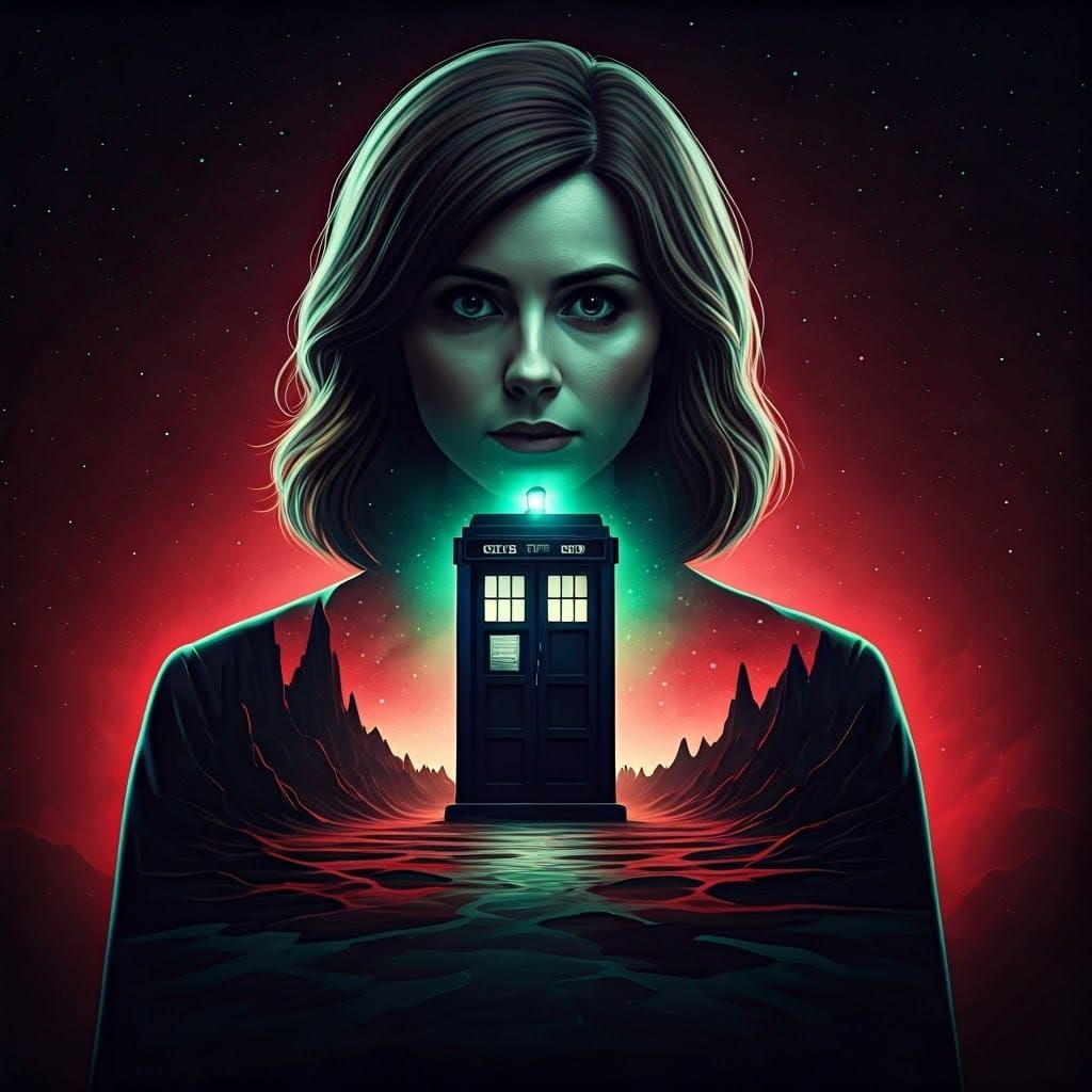 Clara Oswald Silhouette on Alien Moonscape