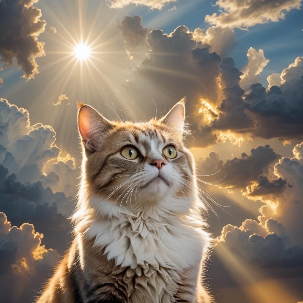 Divine Cat-Phoenix in Heavenly Sunshine