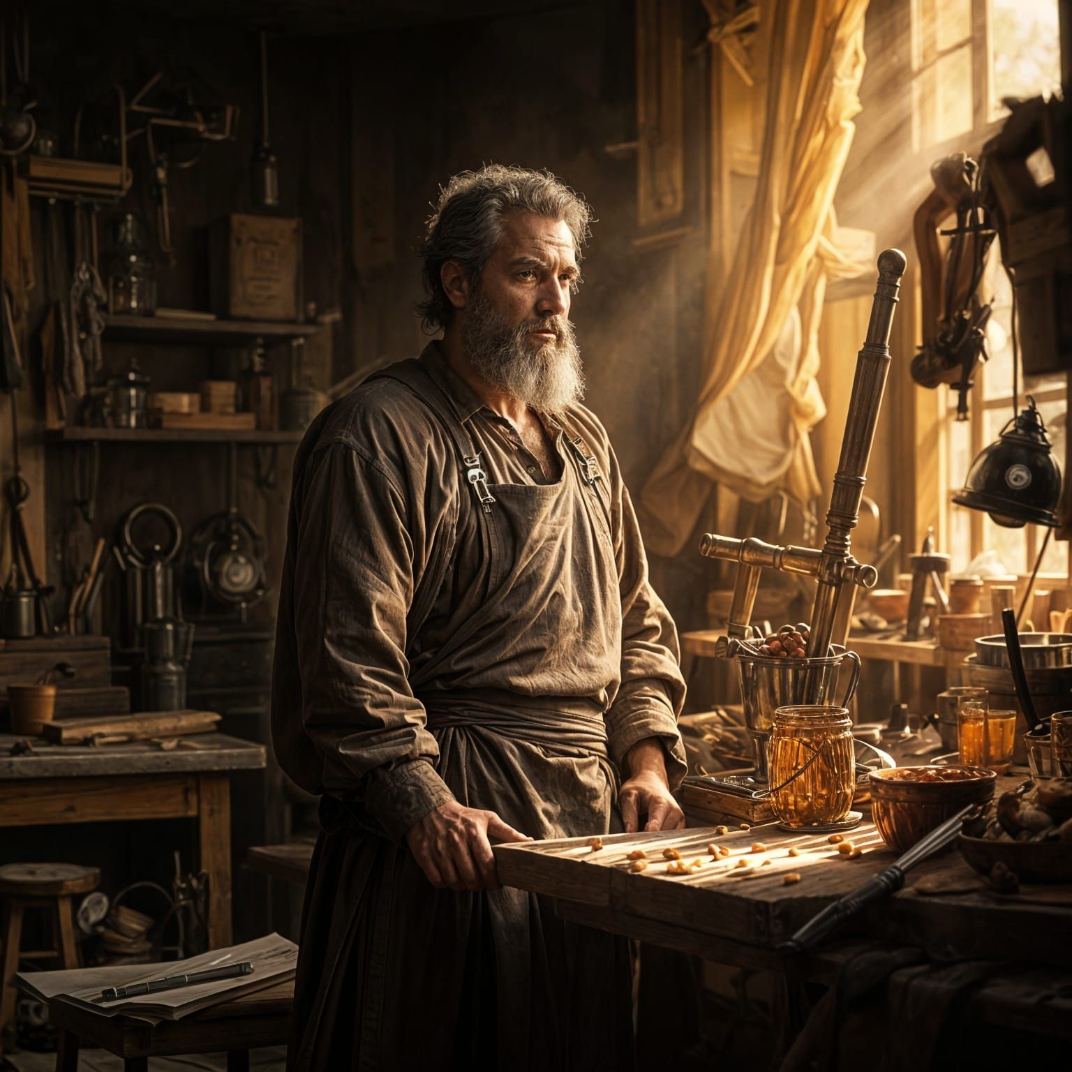 Master Woodworker Giuseppe in Serene Workshop