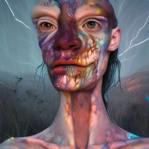 Ethereal Cyborg Vampire Portrait in Fantasycore Style