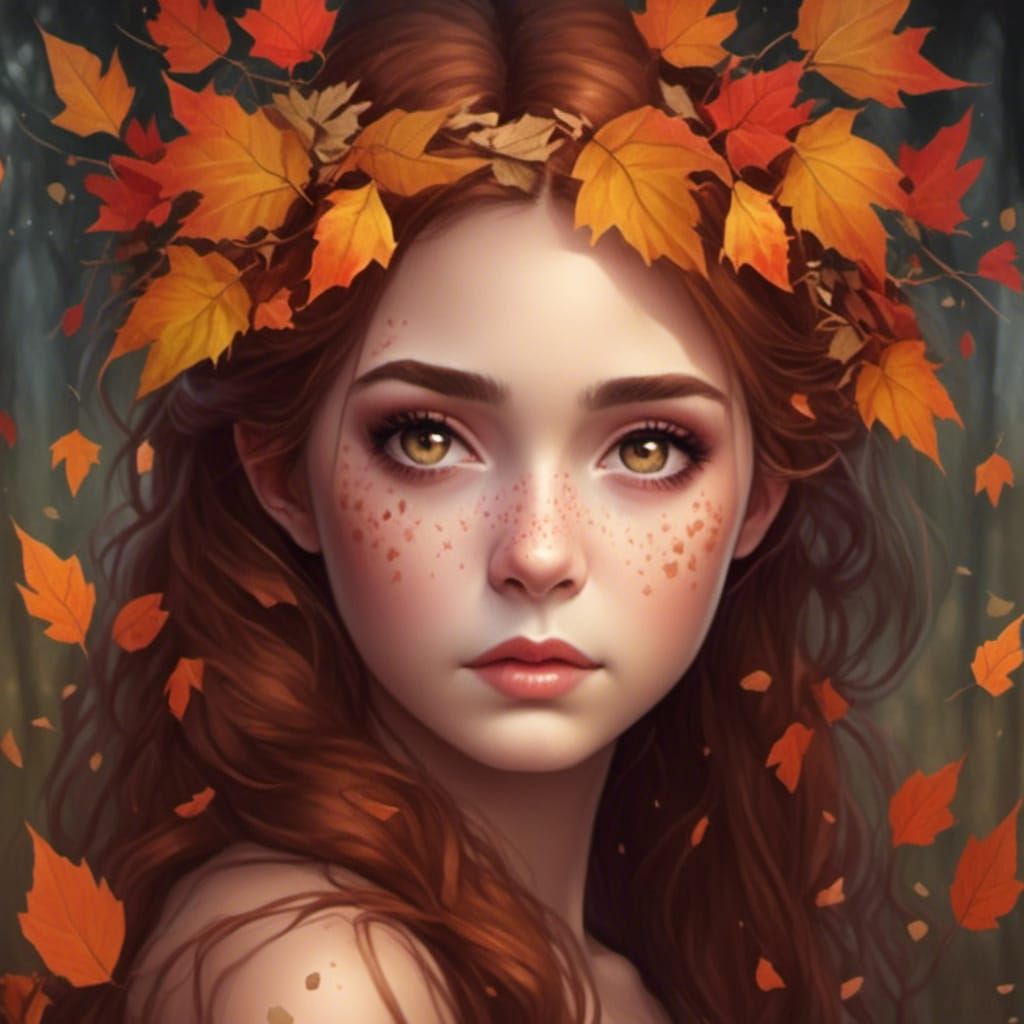 Autumn Fairy Portrait in Dreamlike Unreal Style
