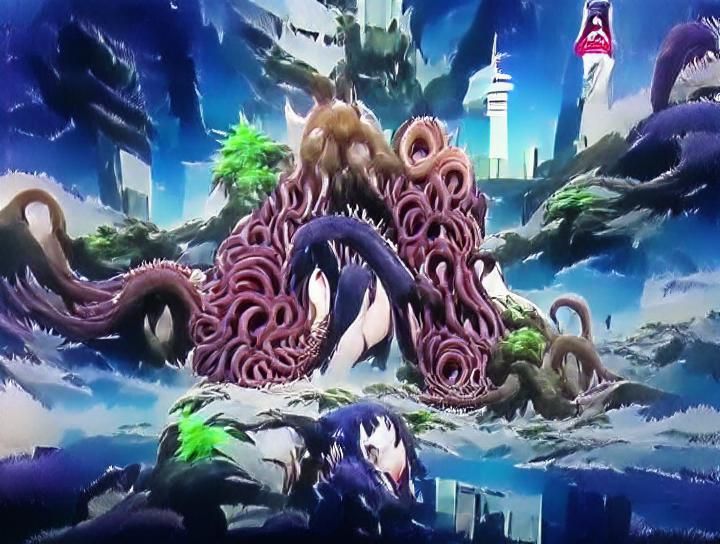 Tentacle Monster Attacks Anime Guardians in HD