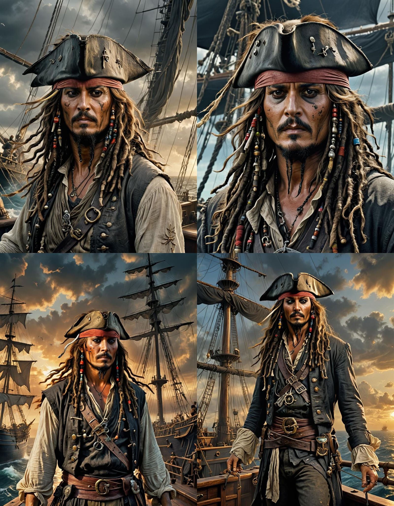 Captain Jack Sparrow on the Black Pearl in Hyperrealism