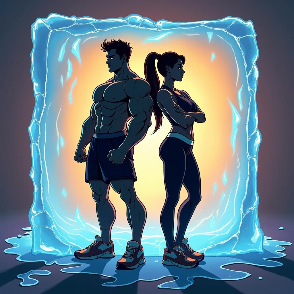 Melting Ice: Cartoon Silhouette in Digital Art Style