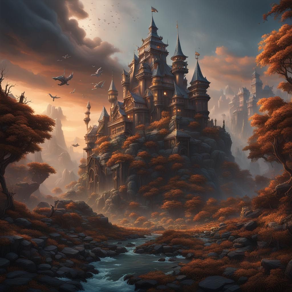 Fantastical Mansion in Detailed Matte Painting