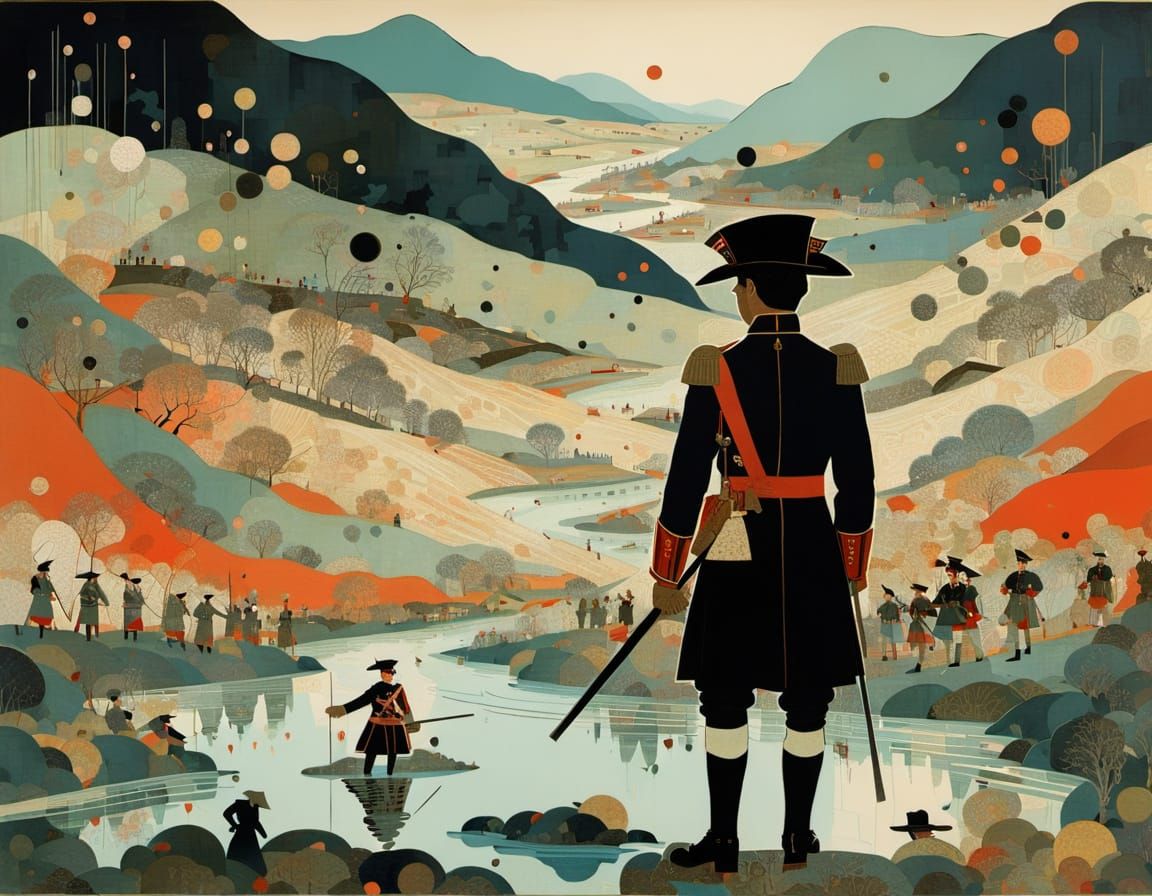 Welsh Valley Battle in Mixed Media Collage