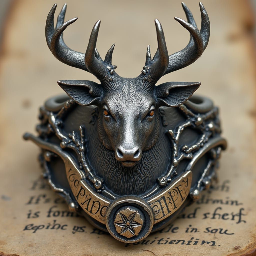 Majestic Stag Signet Ring in Art Nouveau Style