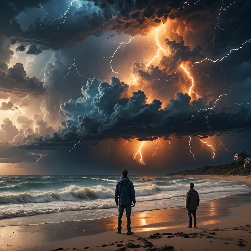 Man Watches Lightning Storm: Digital Matte Painting