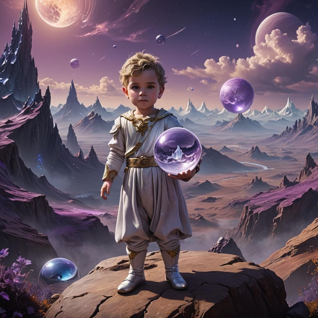 Boy on Saturn with Cinderella Crystal Ball