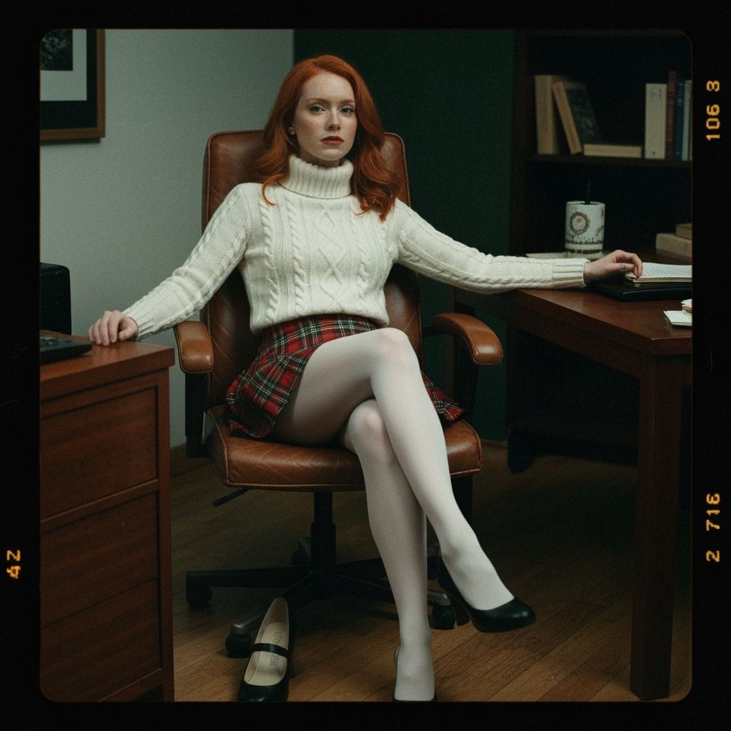 Cinematic Portrait of Woman in Tartan Skirt