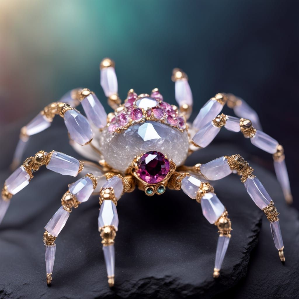 Gemstone Spider in Vibrant Oil Painting