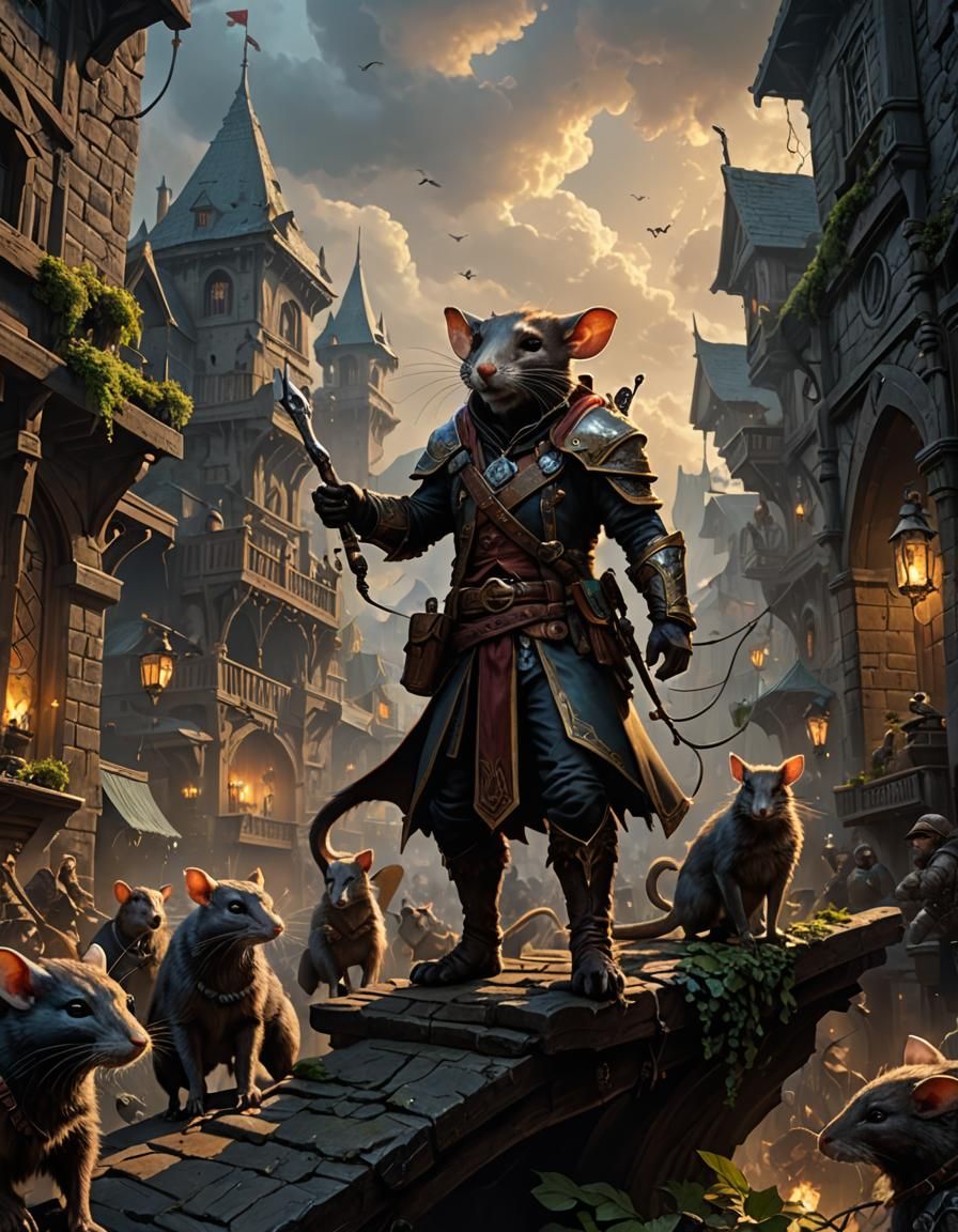 Ratfolk rogue and his trained giant rats