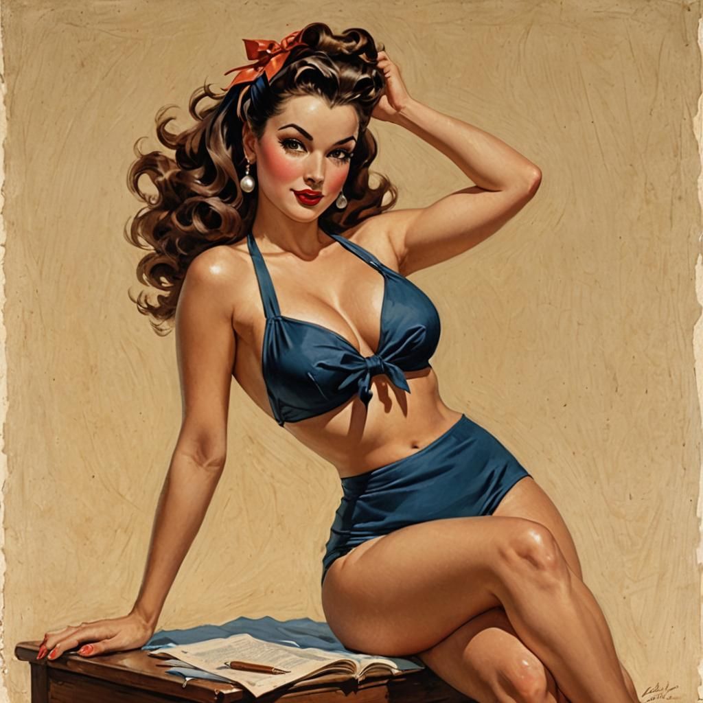 Romantic Academia: Female Professor Pinup in Classic Style