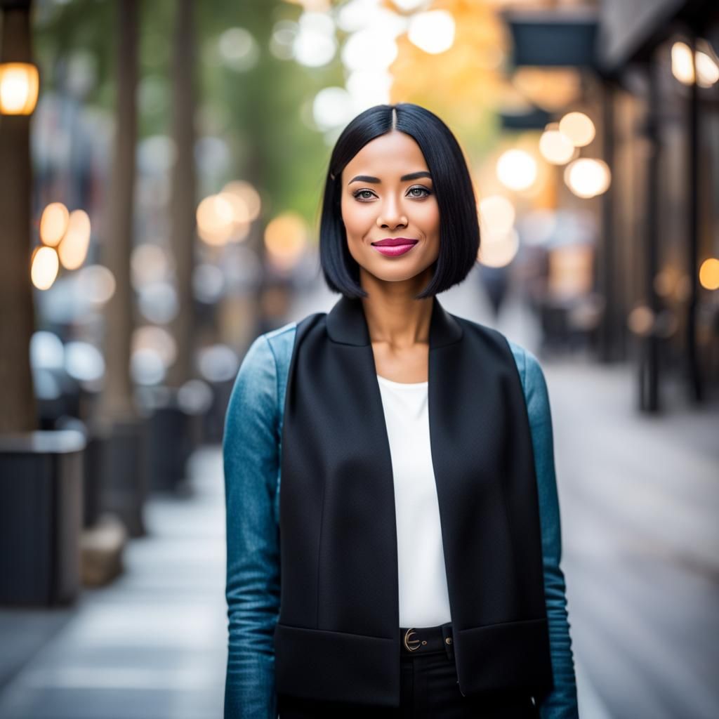 Young Woman with Bob Haircut, Professional Photo