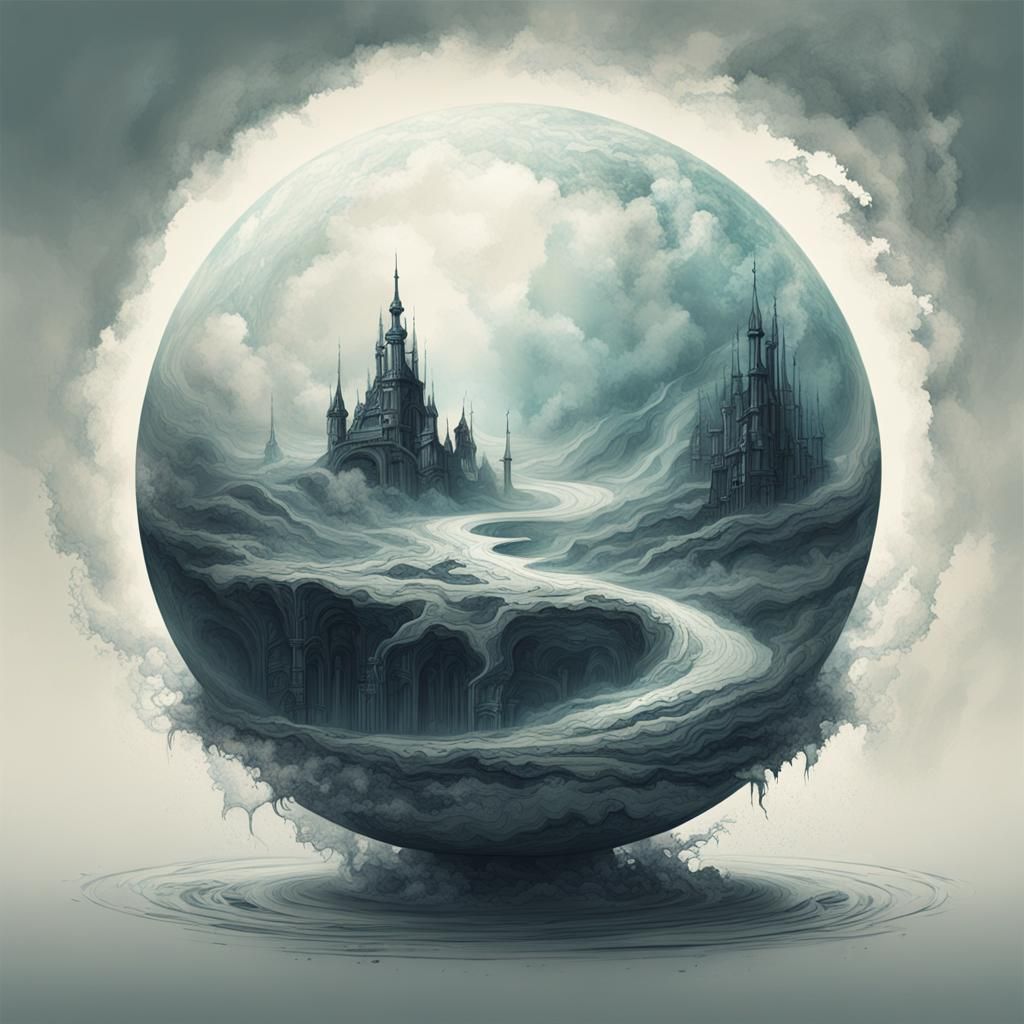 Eerie Magical Sphere with Occult Geode Design