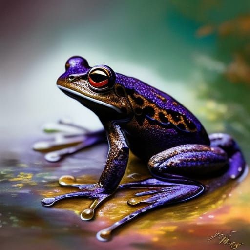 Elegant Frog in Top Hat: Gouache-Style Painting