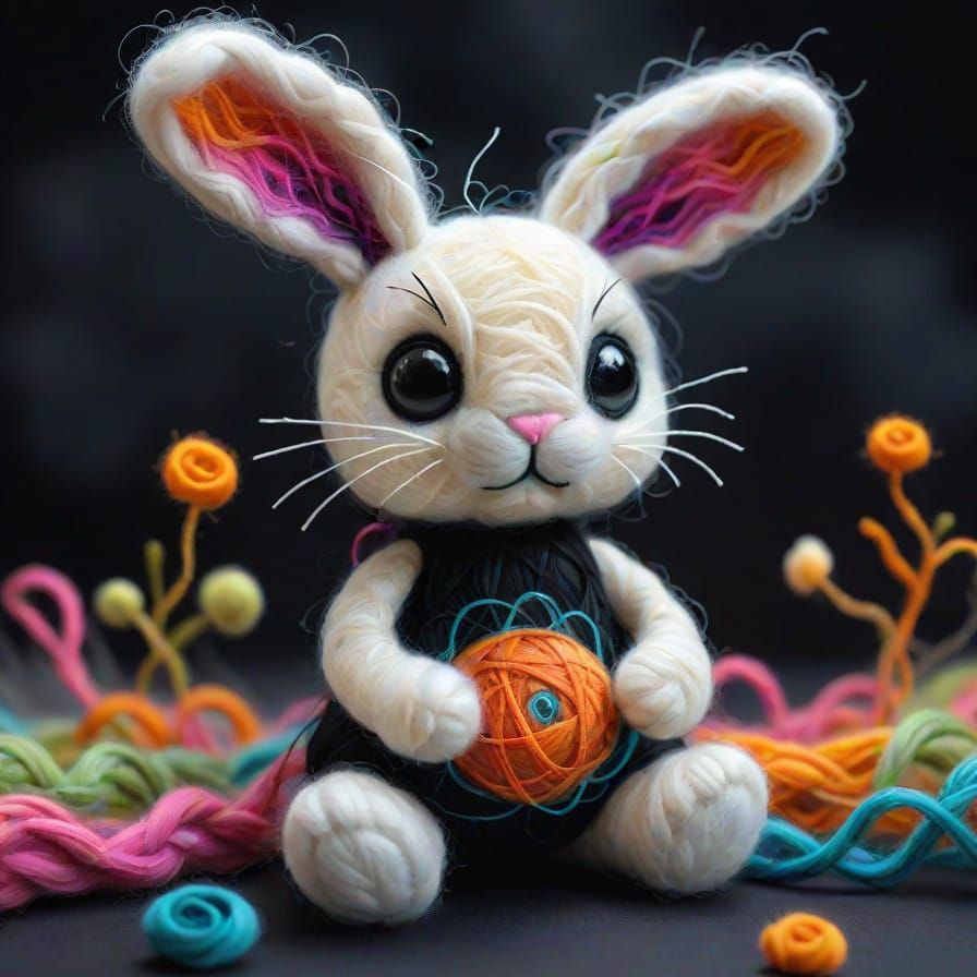 Whimsical Felted Wool Bunny in Dreamy Glow