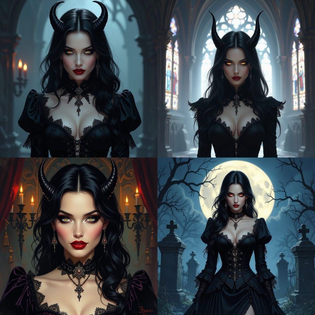 Gothic Woman With Charming Devilish Eyes