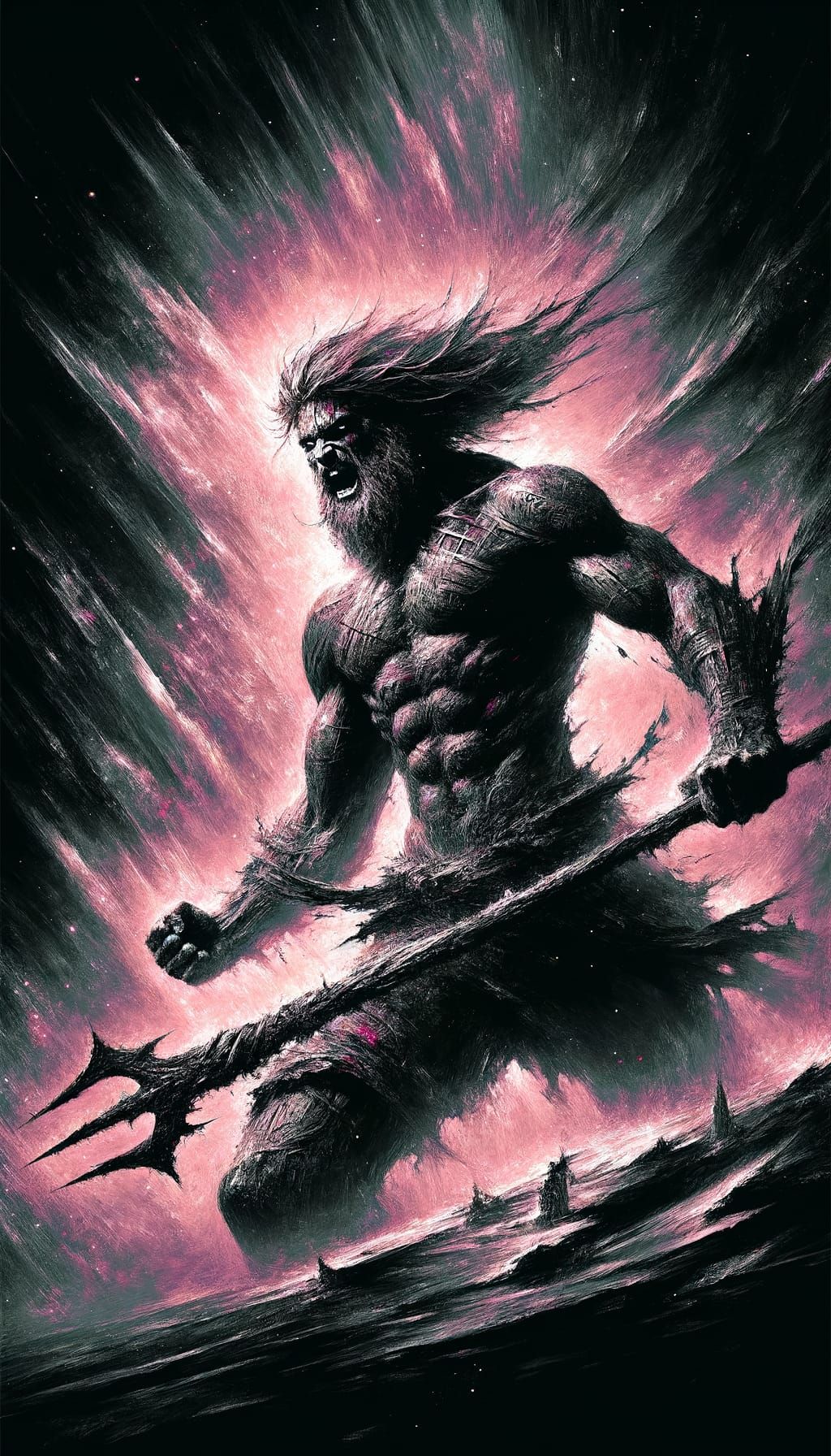 Turbulent South Asian Warrior in Dystopian Combat