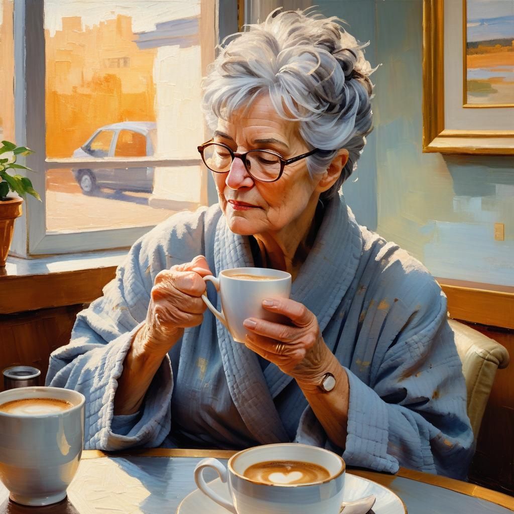 Cozy Morning Coffee: Impressionist Oil Painting