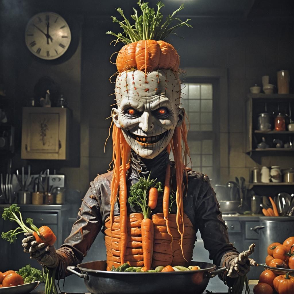 A hauntingly creative depiction of a carrot version of Pinhe...