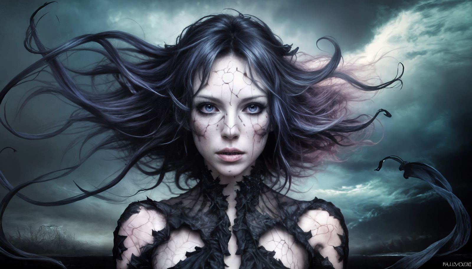 Androgynous Portrait with Shibori and Crystoleum Aesthetic